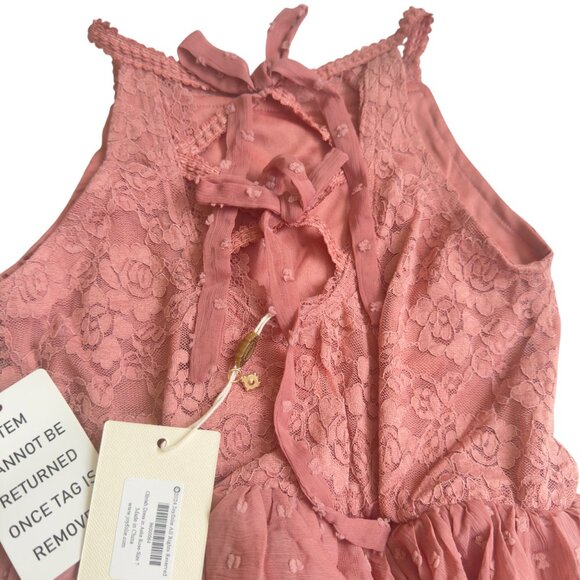 Joyfolie Oliviah Ashe Rose Dress W/ Lace & Polka Dots Handkerchief Hem Sz 7 - Picture 4 of 16